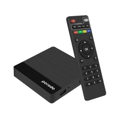 Porodo Android Tv Box Video Streaming Unlimited Streaming - Black